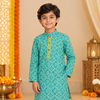 Teal blue cotton Kids kurta.