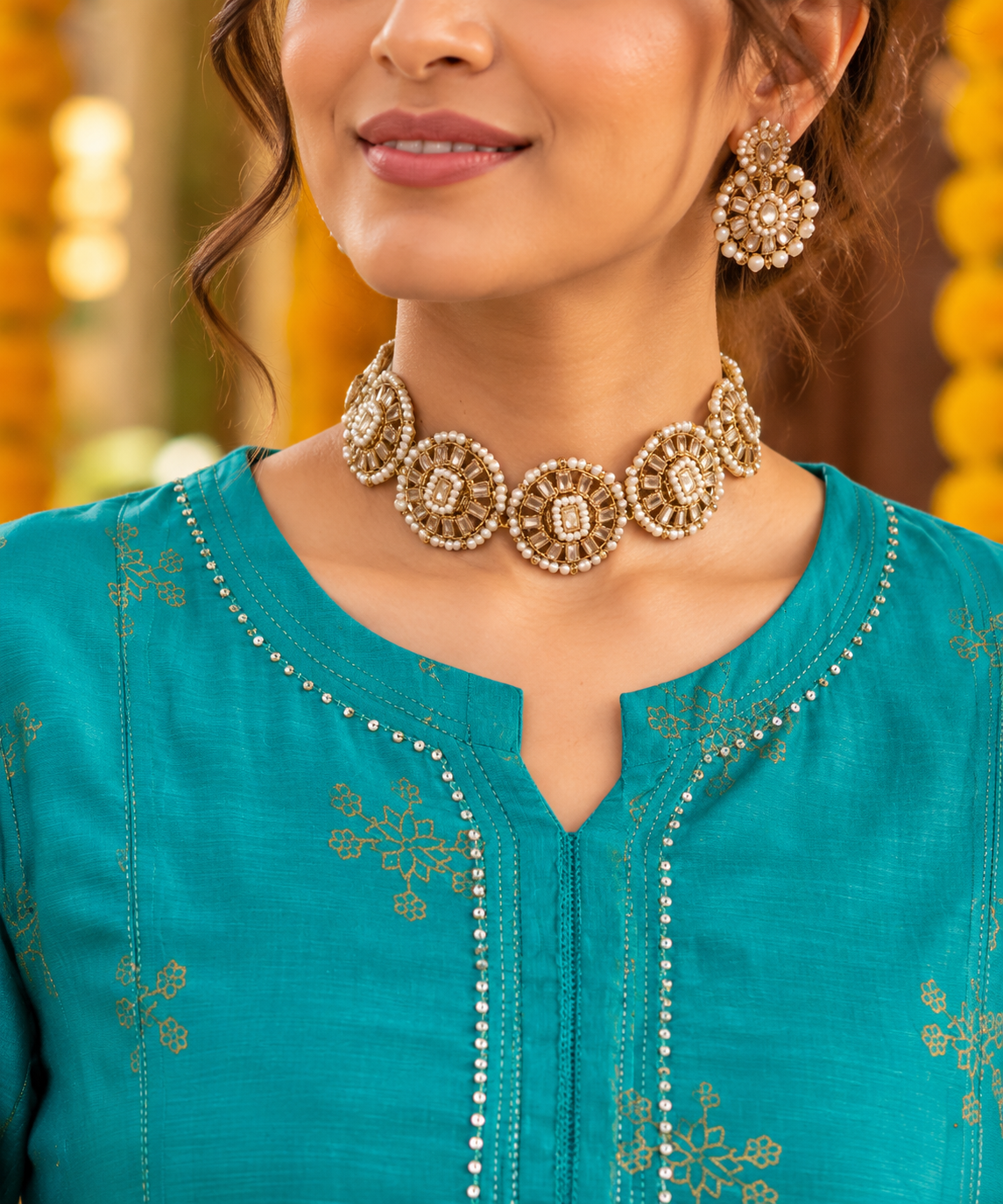Rama Green Chanderi Kurta