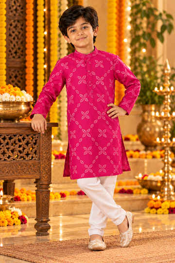 Falsa Pink  Cotton Collar Neck Kurta