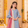 Blue Kids Girls Kurta pant Set with Dupatta