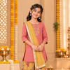 Peach  Kids Girls Kurta Shrara and Dupatta Set