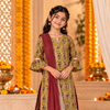 Green Kids Girls Kurta Shrara and Dupatta Set