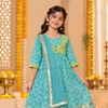 Teal Blue  Kids Girls Kurta pant and Dupatta Set