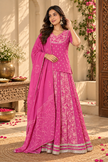Pink Cotton Complete Suit Set