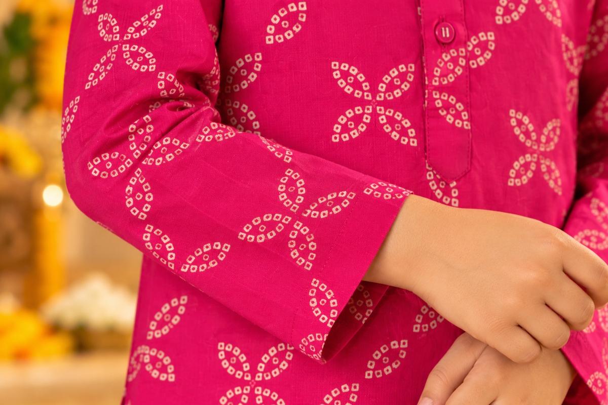 Falsa Pink  Cotton Collar Neck Kurta