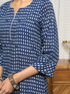 Indigo Cotton Block Printed Kurta For Women's
