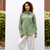 Green Cotton Handloom Full Sleeves Shirt For Women's