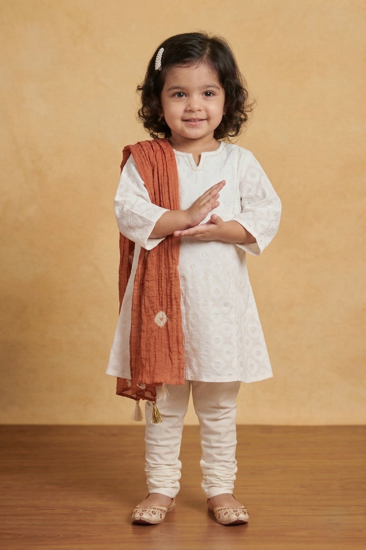 Ivory Kurta Churidar Dupatta