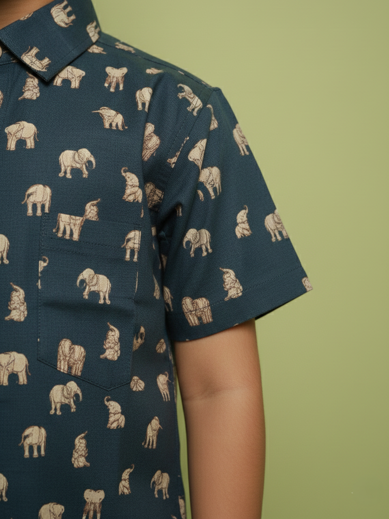 Deep Blue Cotton Boy's Shirt