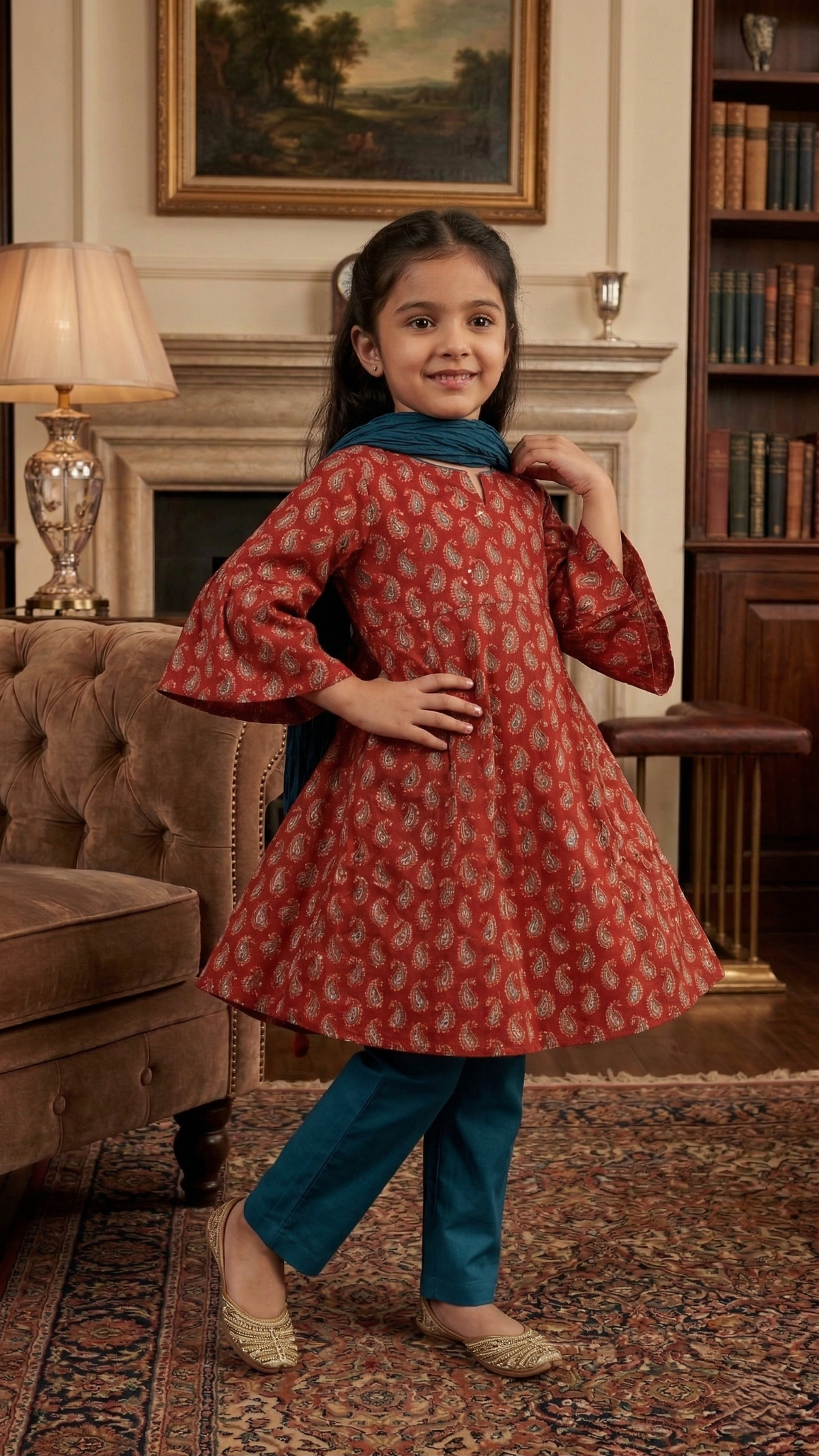 Dark Red Kurta Pant Dupatta