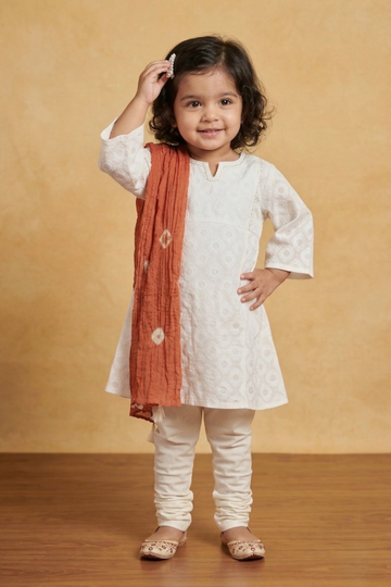 Ivory Kurta Churidar Dupatta