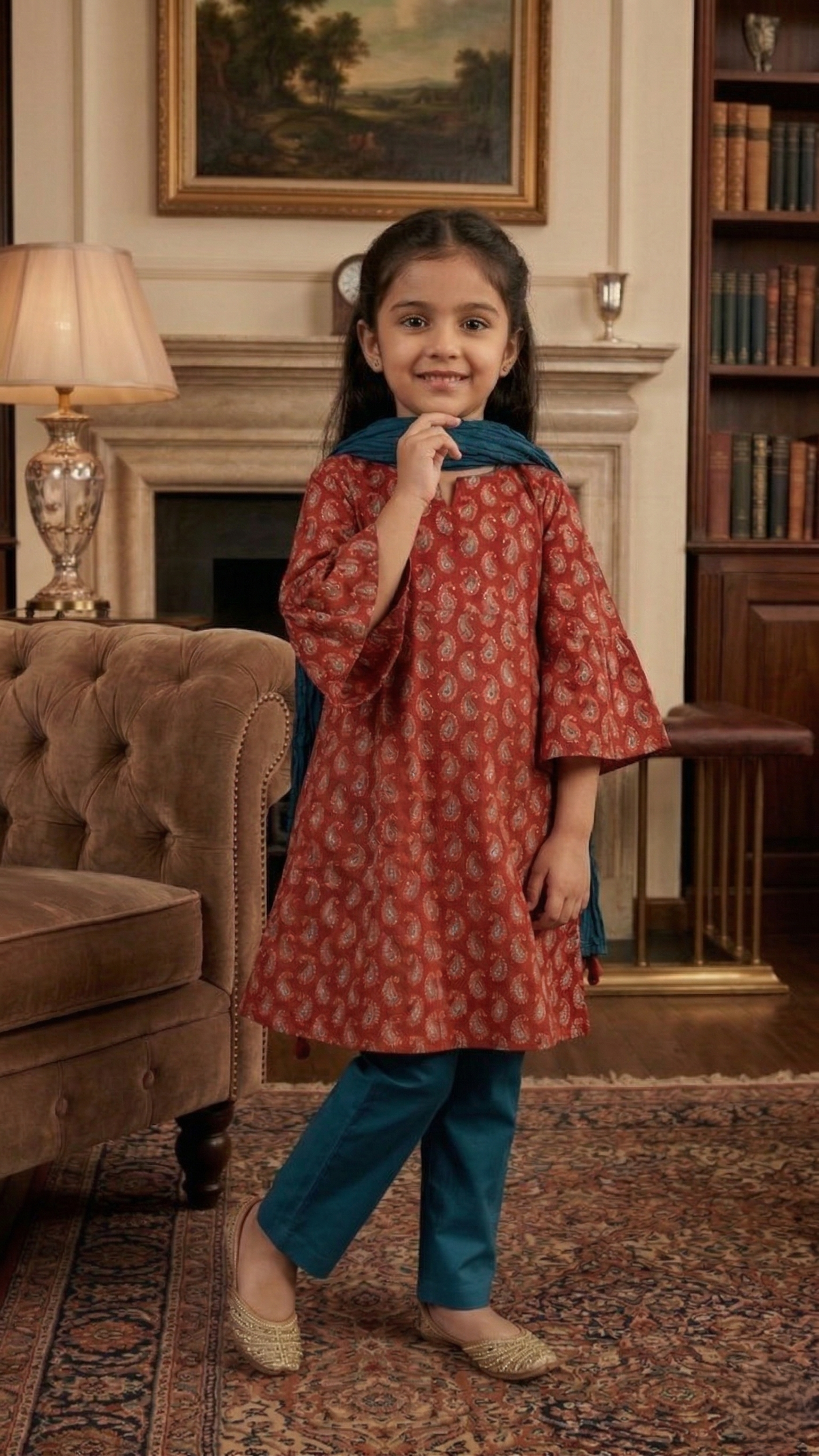 Dark Red Kurta Pant Dupatta