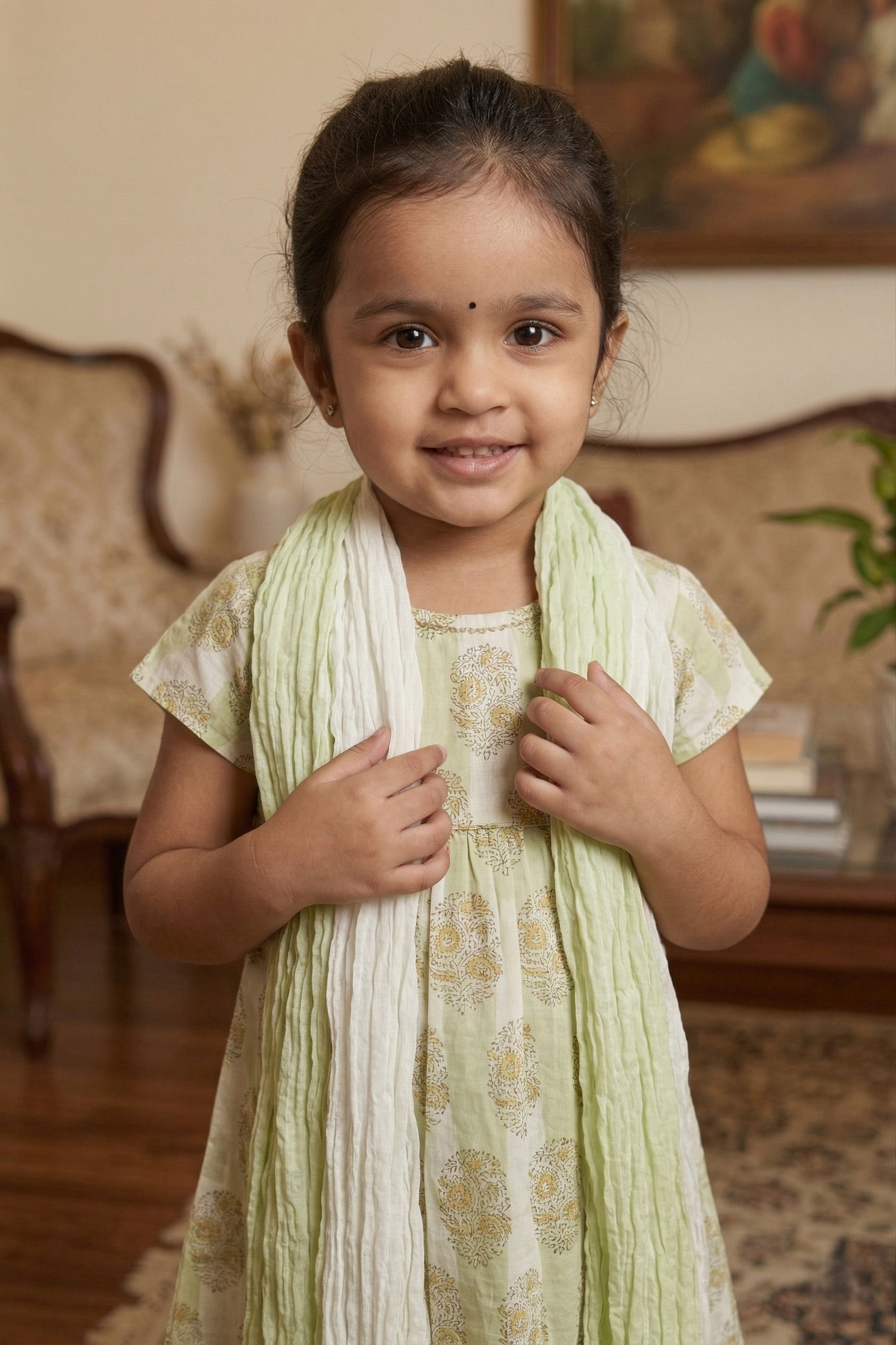 Pastel Green Kurta Pant Dupatta Set