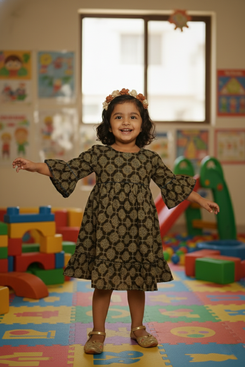 Coffee Brown Flared Frock