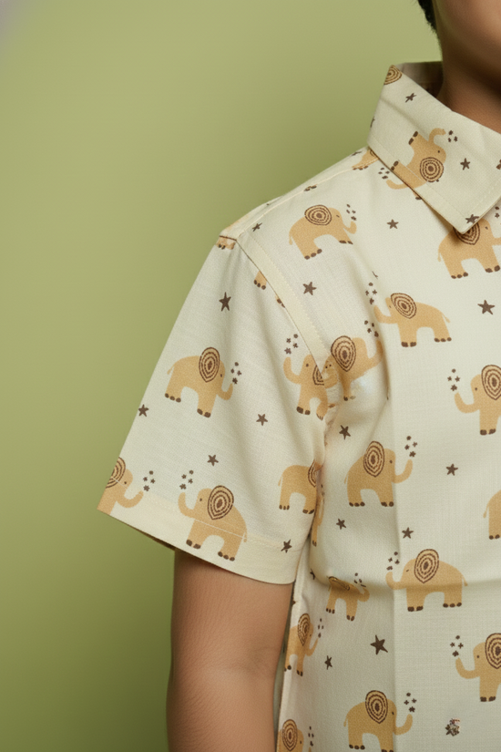 Light Cream Cotton Boy's Shirt