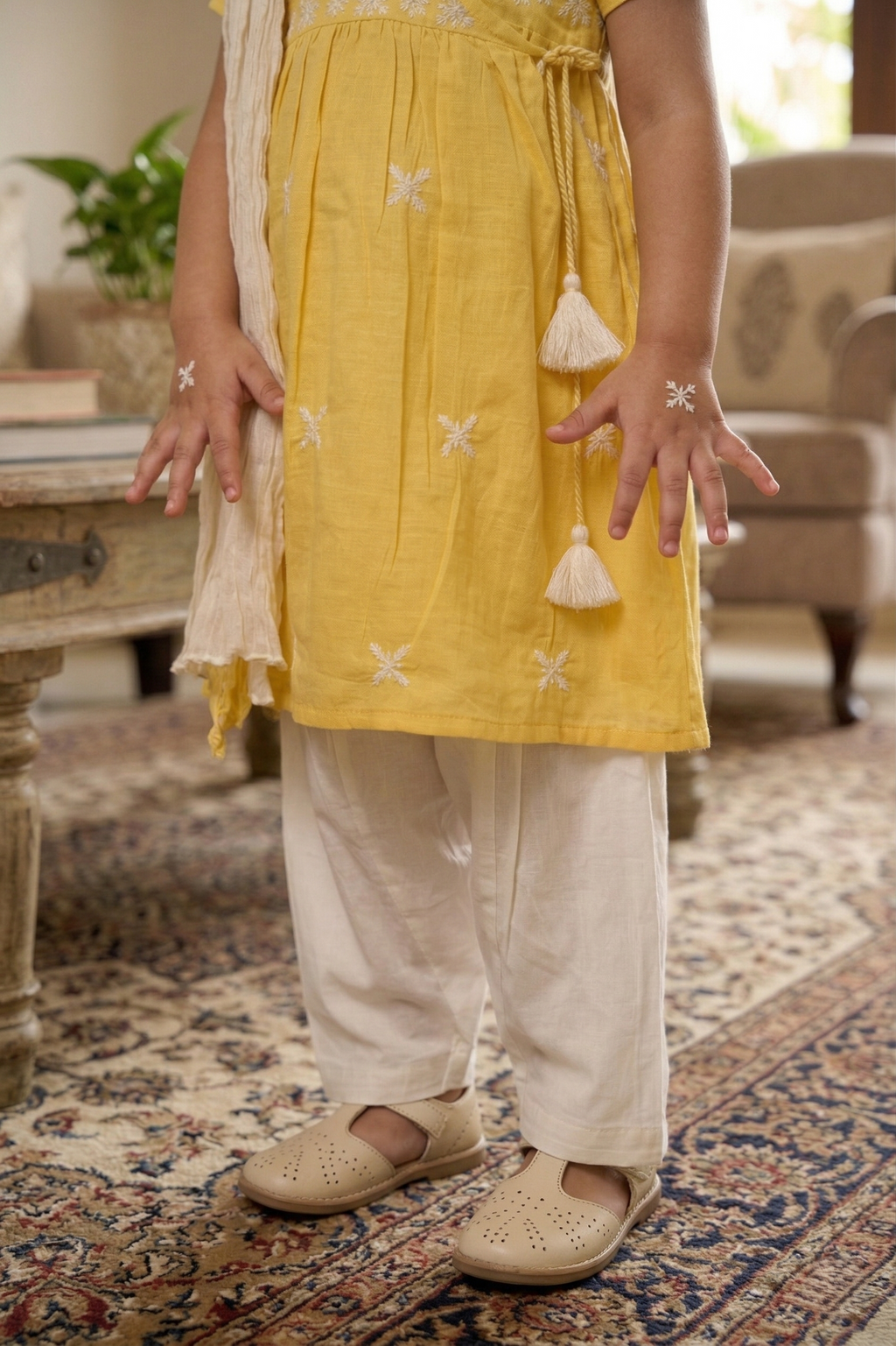 Bright Yellow Kurta Dhoti Dupatta Set