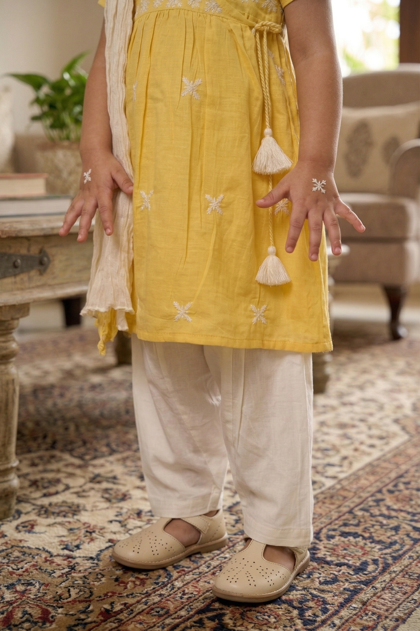 Bright Yellow Kurta Dhoti Dupatta Set