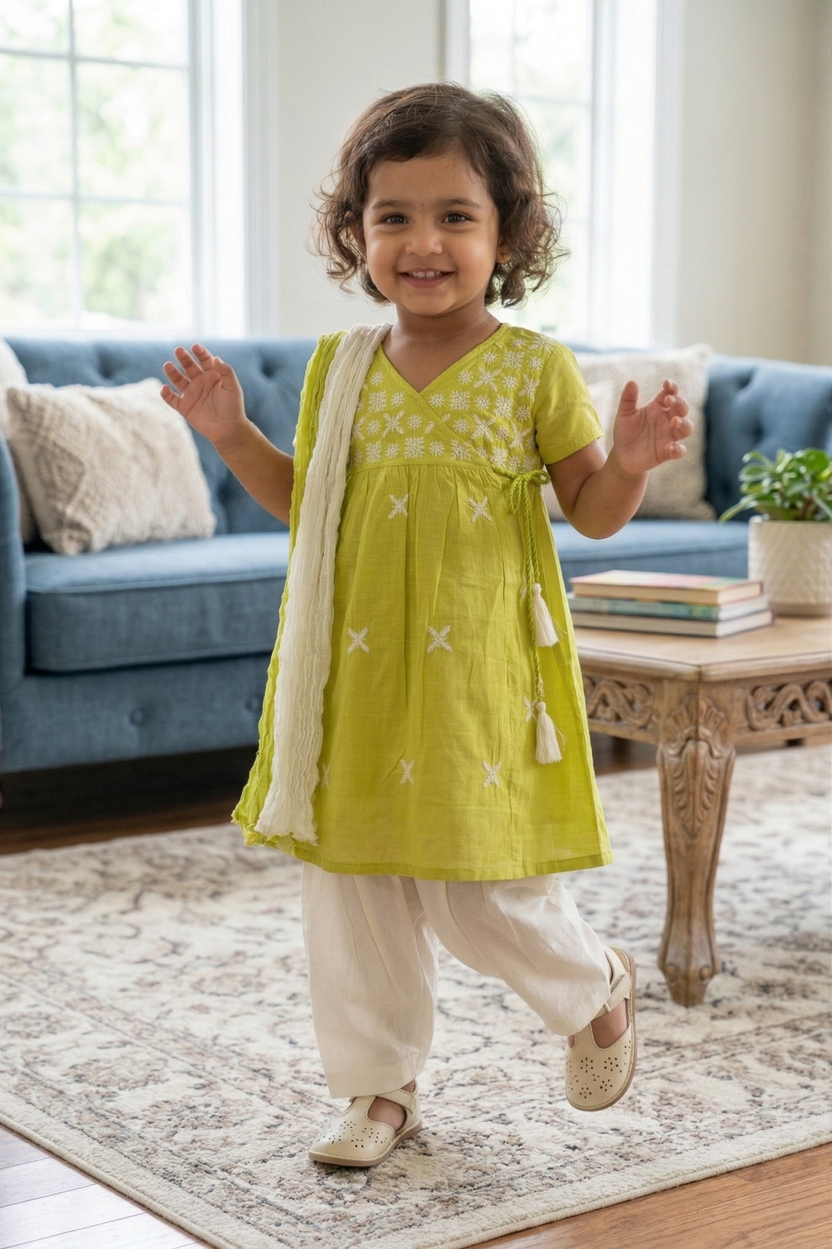 Lime Yellow Kurta Dhoti Dupatta Set