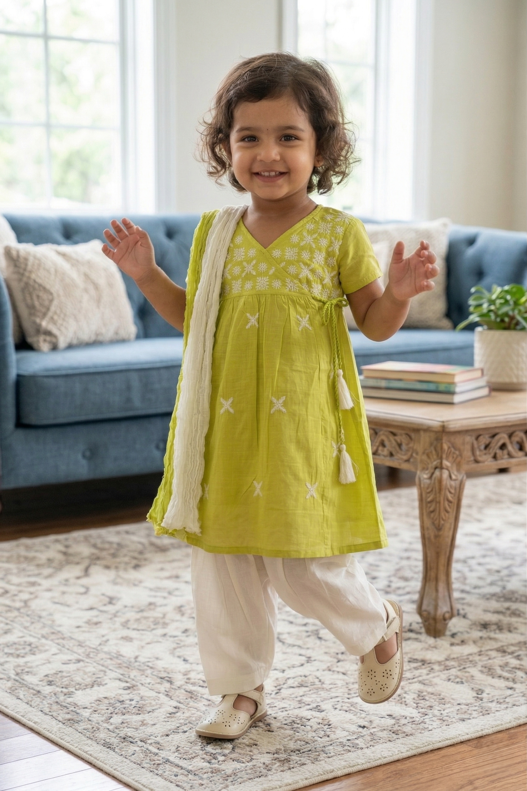 Lime Yellow Kurta Dhoti Dupatta Set