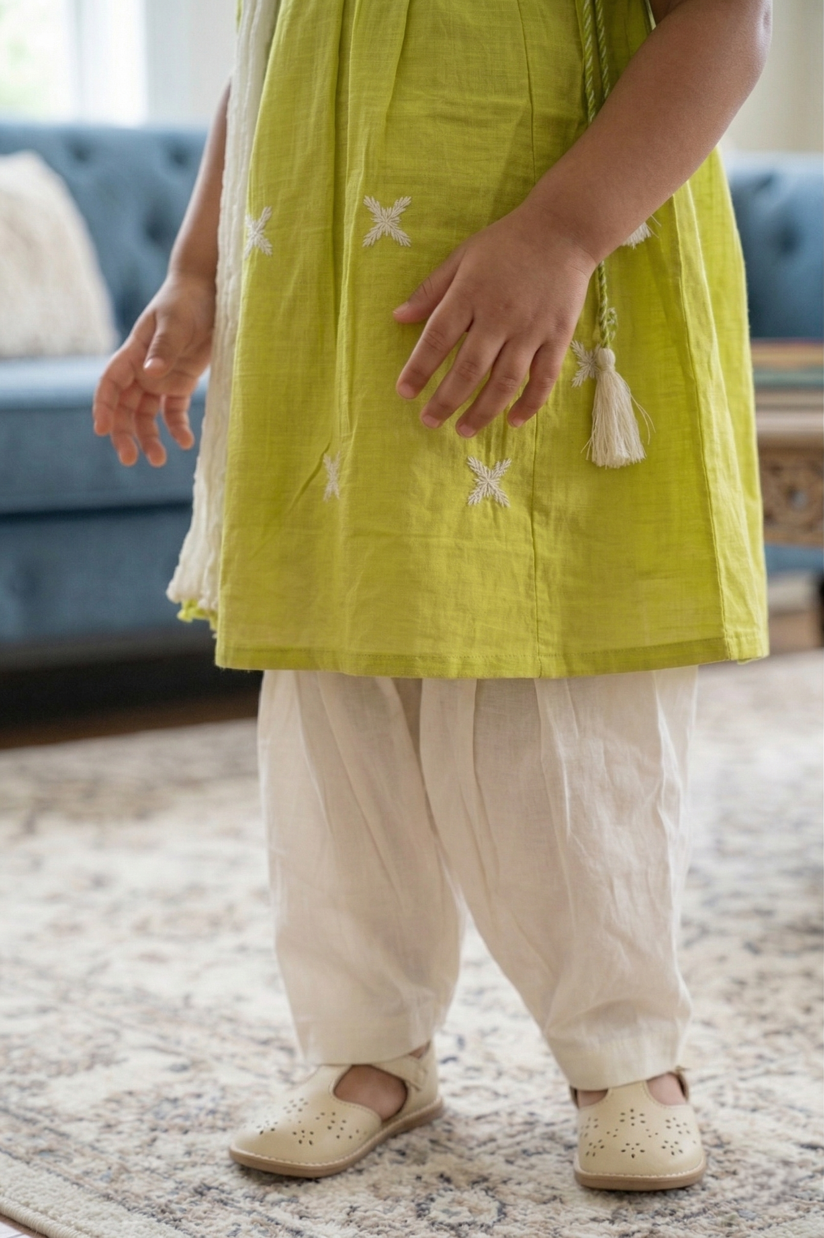 Lime Yellow Kurta Dhoti Dupatta Set
