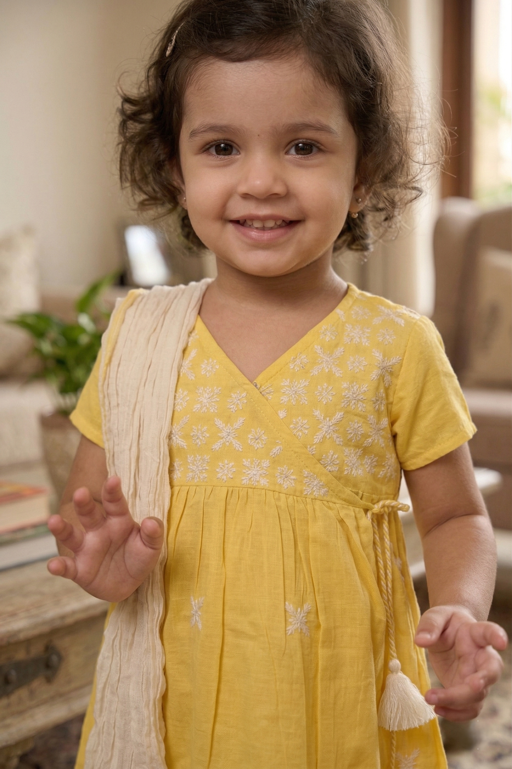 Bright Yellow Kurta Dhoti Dupatta Set