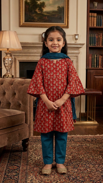 Dark Red Kurta Pant Dupatta