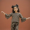 Coffee Brown Cotton Round Neck Top and Capri Set