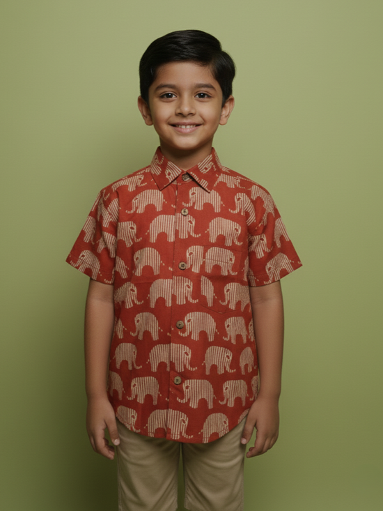 Red Cotton Boy's Shirt