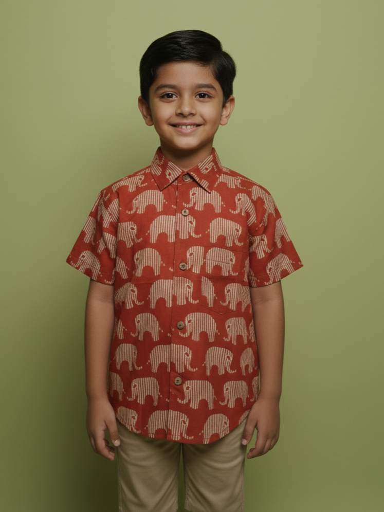 Red Cotton Boy's Shirt