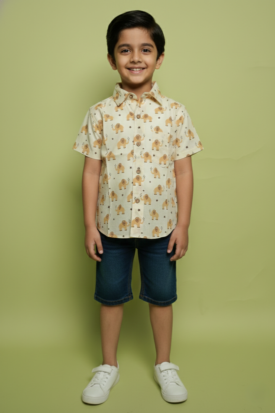 Light Cream Cotton Boy's Shirt