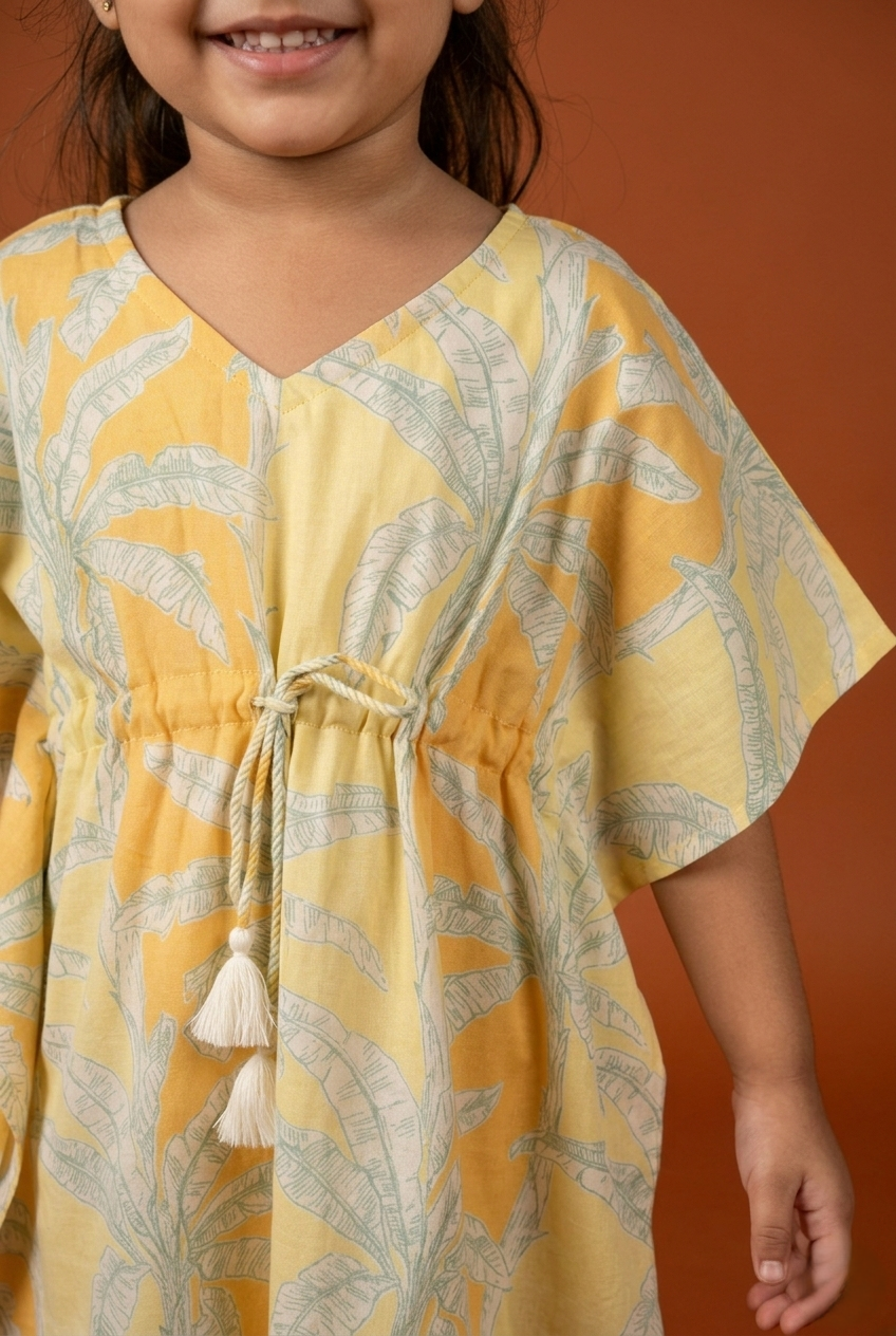 Mustard With Sage Green Kaftan