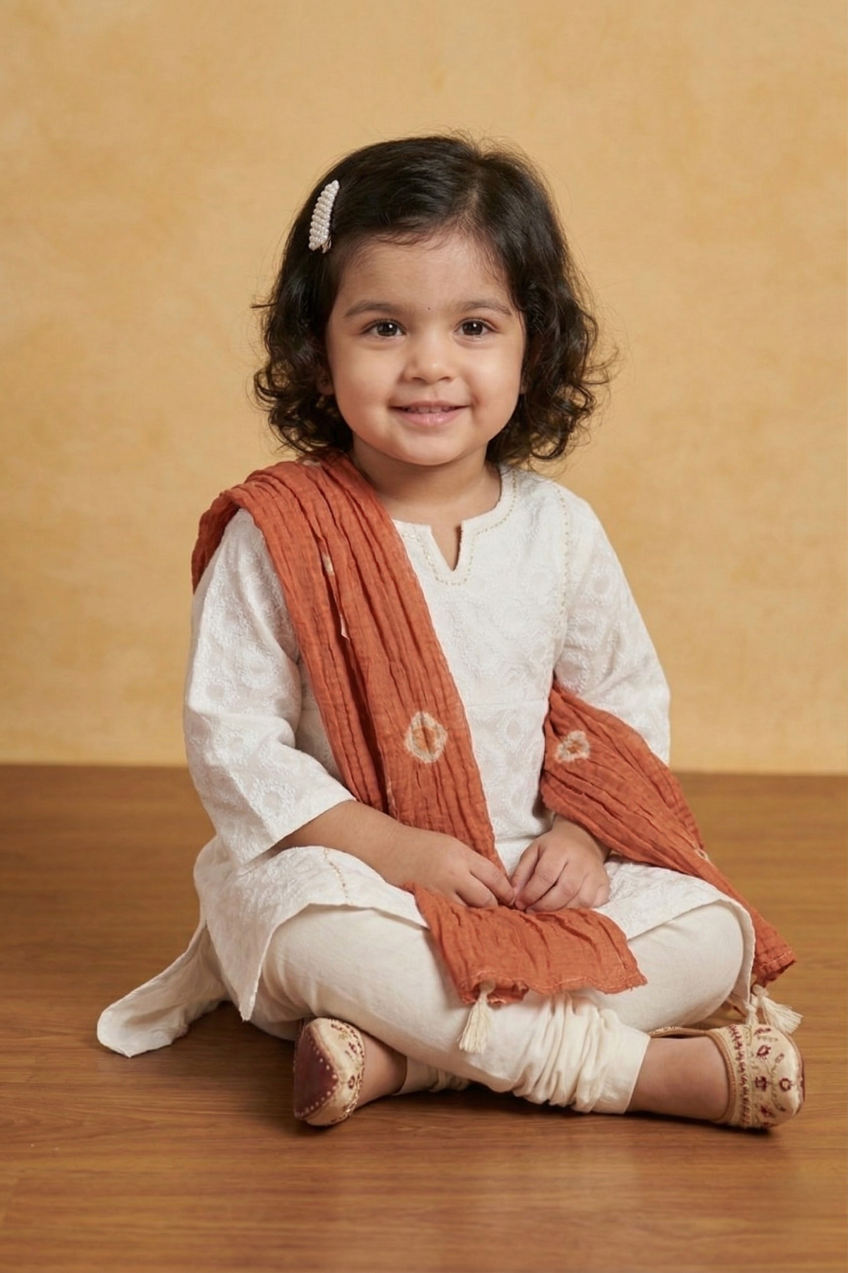 Ivory Kurta Churidar Dupatta