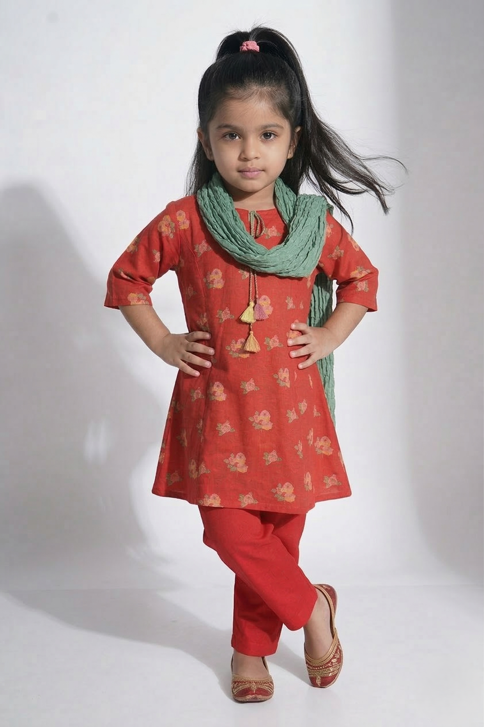Red Kurta Pant Dupatta Set