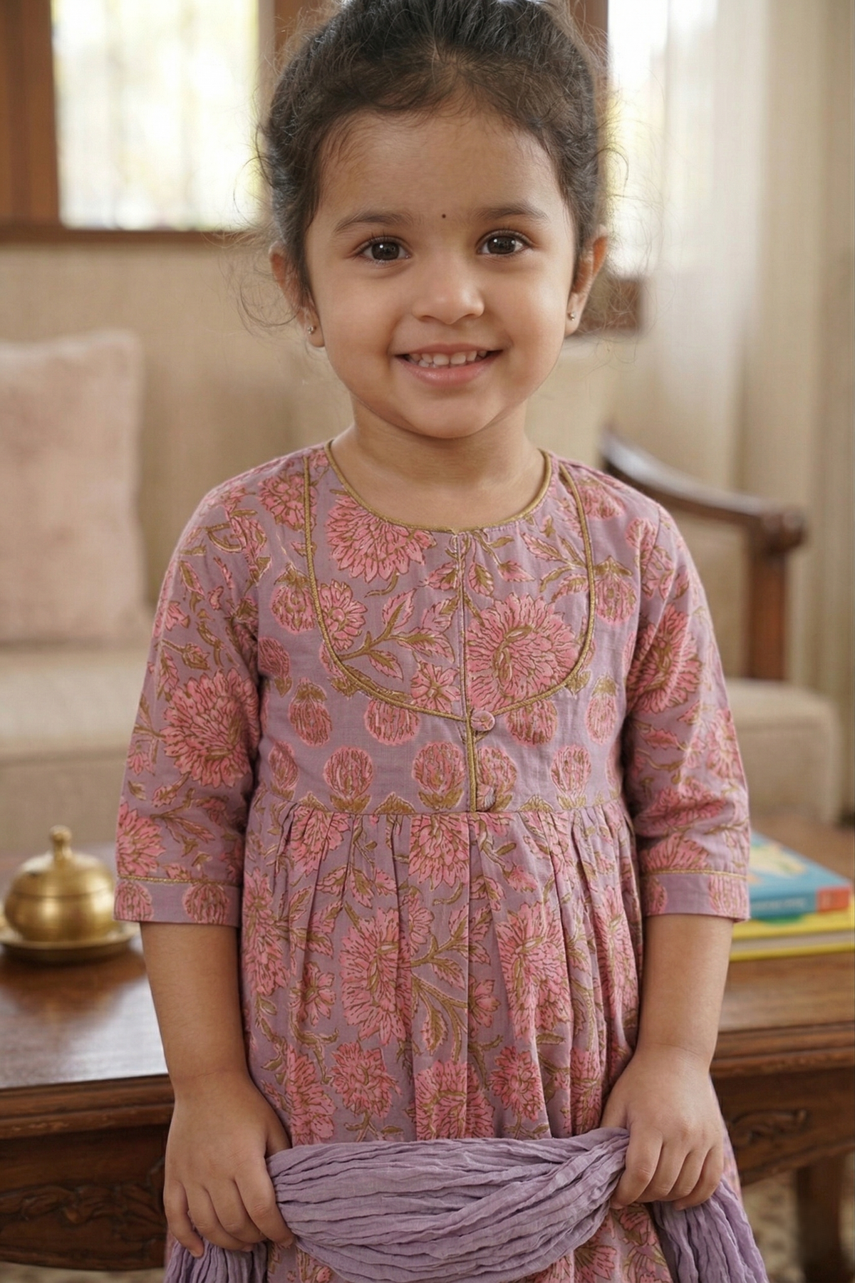 Lavender Kurta Pant Dupatta Set