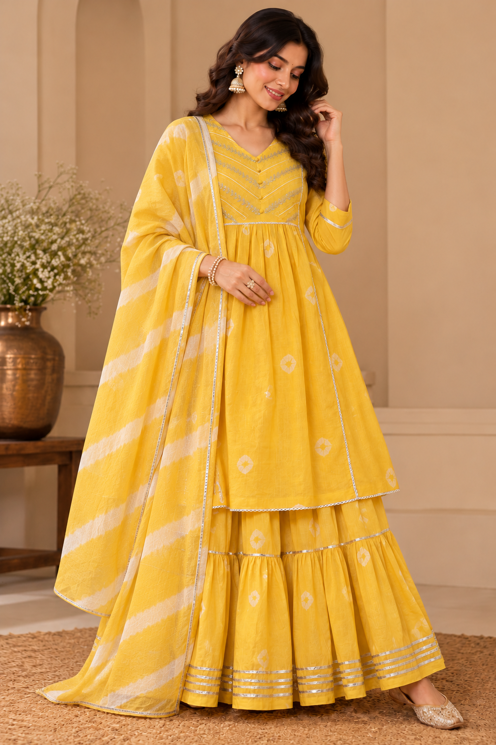 Yellow Laheriya Complete Suit set