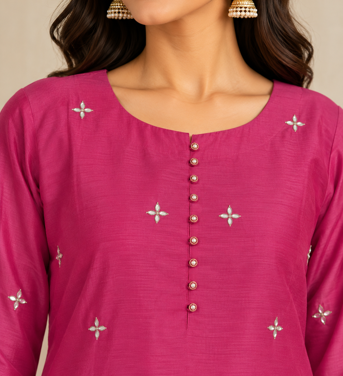 Magenta Pink Chanderi kurta