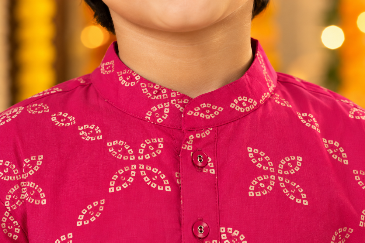 Falsa Pink  Cotton Collar Neck Kurta