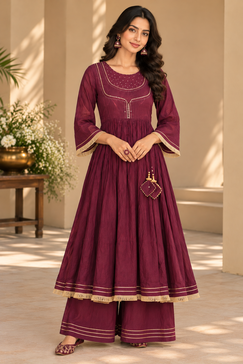 Brinjal upada silk and dupatta chanderi Complete Suit Set