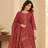 Maroon Dupion Silk Complete Suit Set