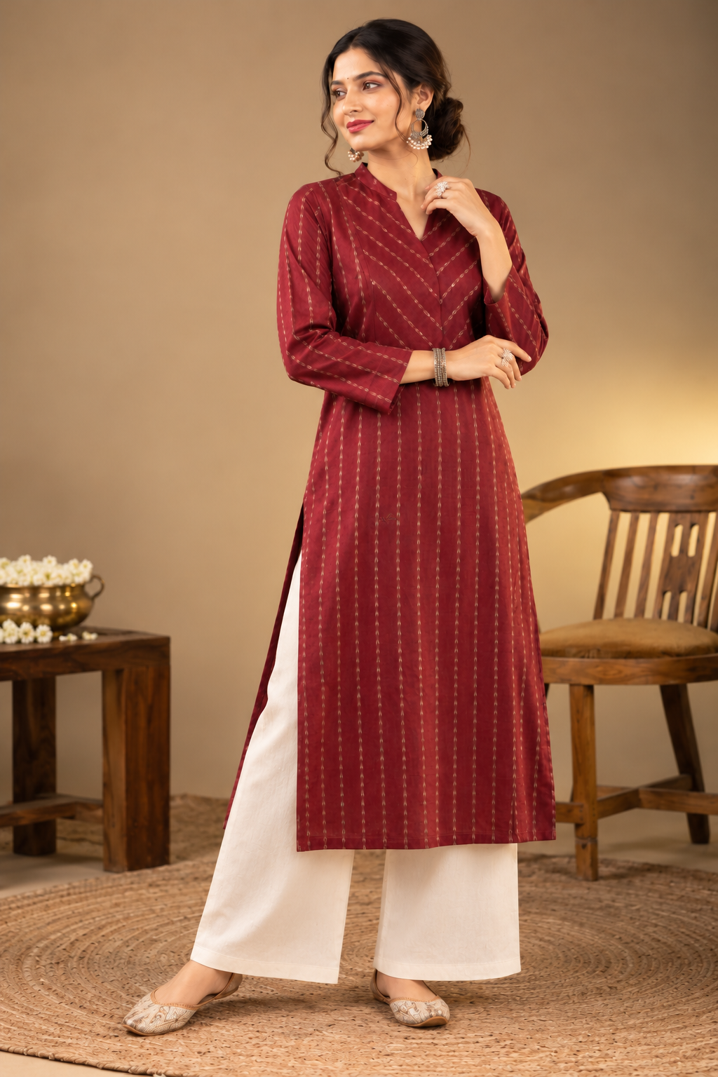 Maroon Kurta