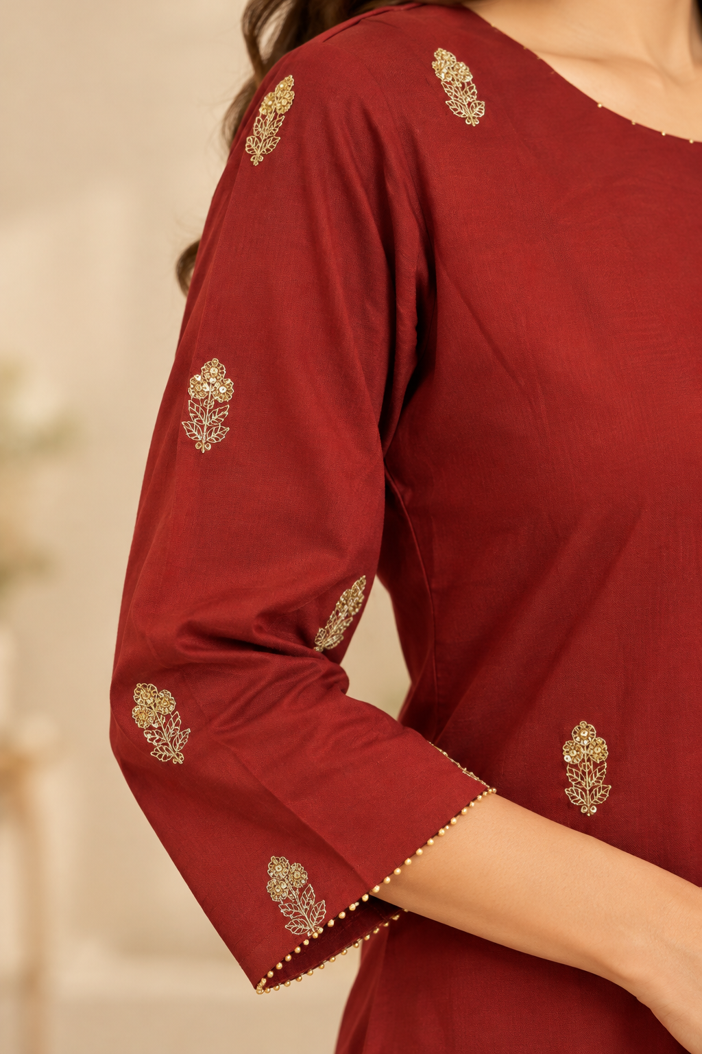 Maroon Kurta