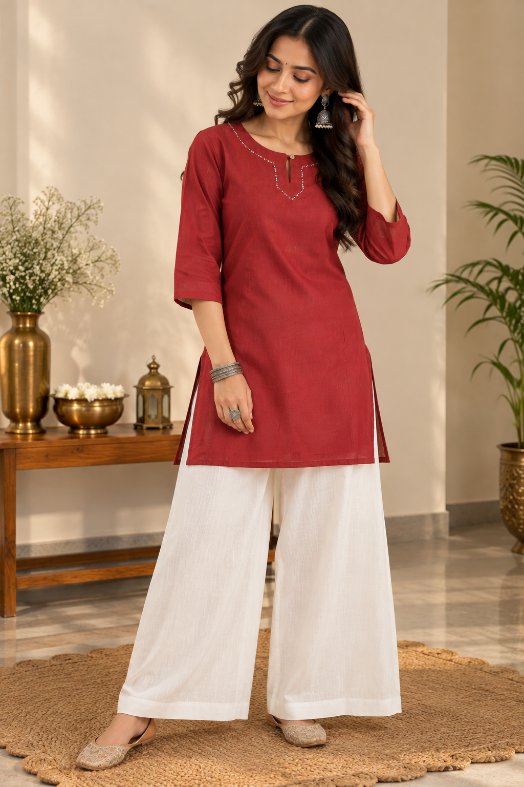 Red Chendari Kurti