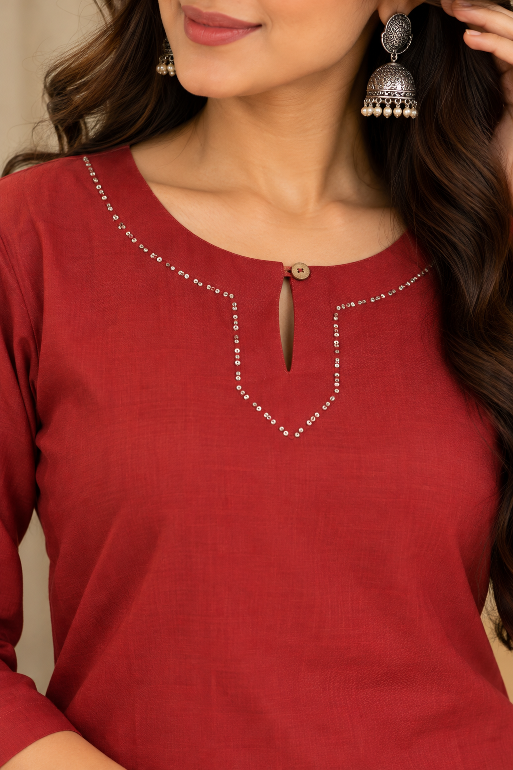 Red Chendari Kurti