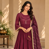 Brinjal upada silk and dupatta chanderi Complete Suit Set
