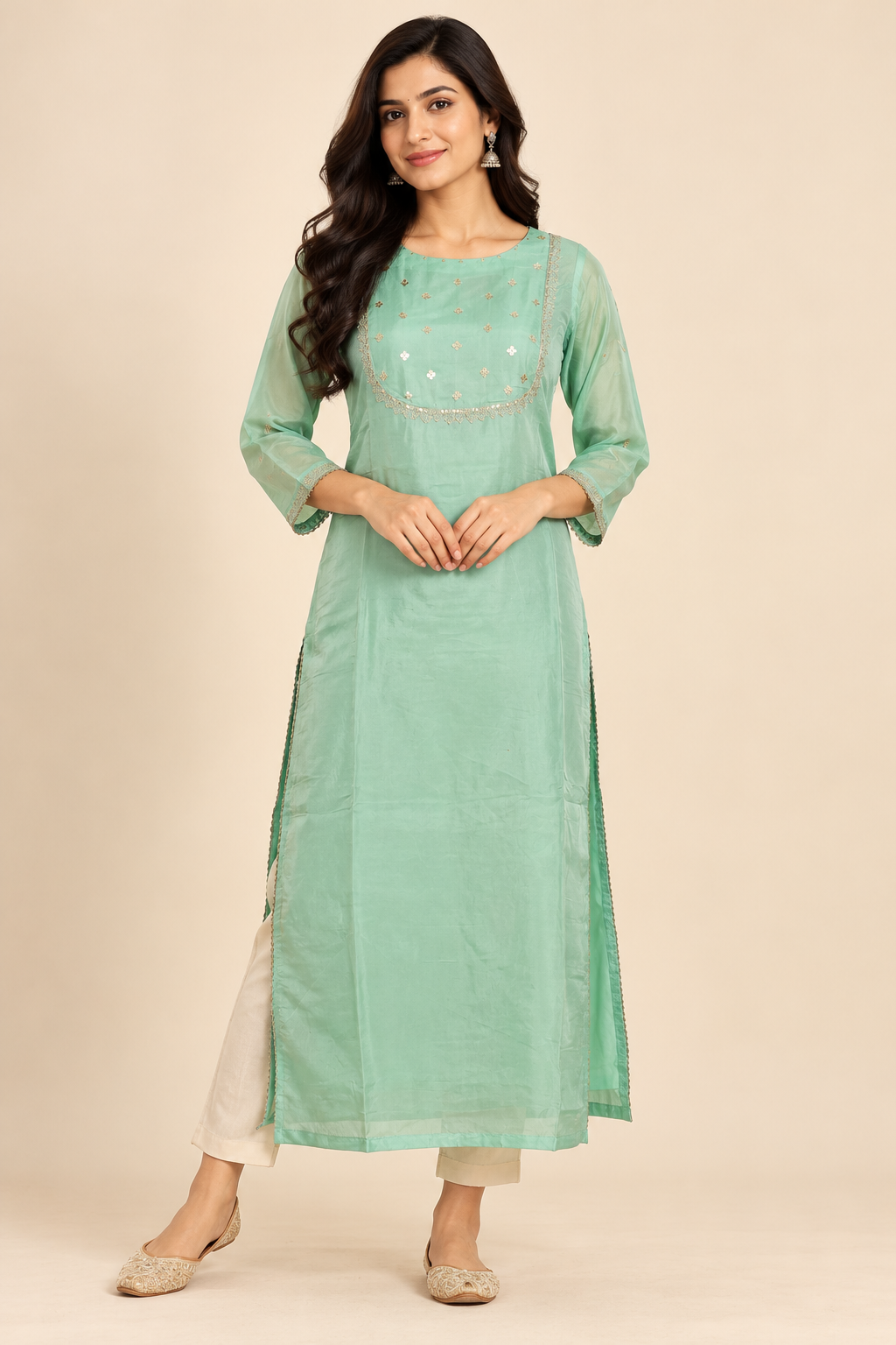 Pista Green Dupion Silk Kurta