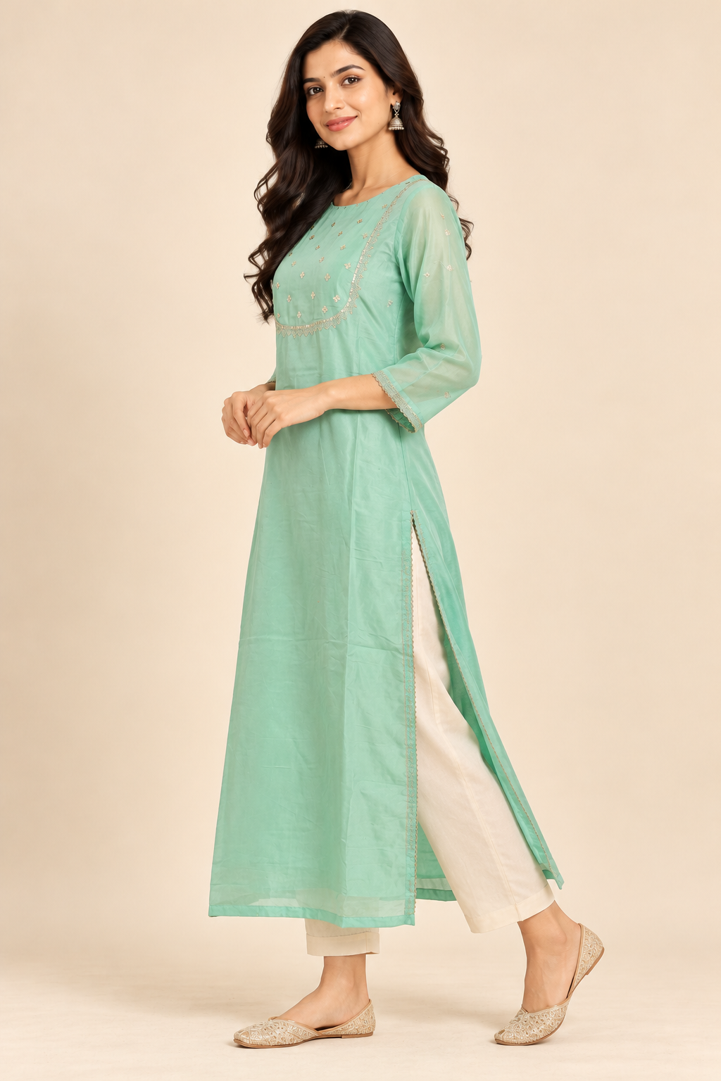 Pista Green Dupion Silk Kurta