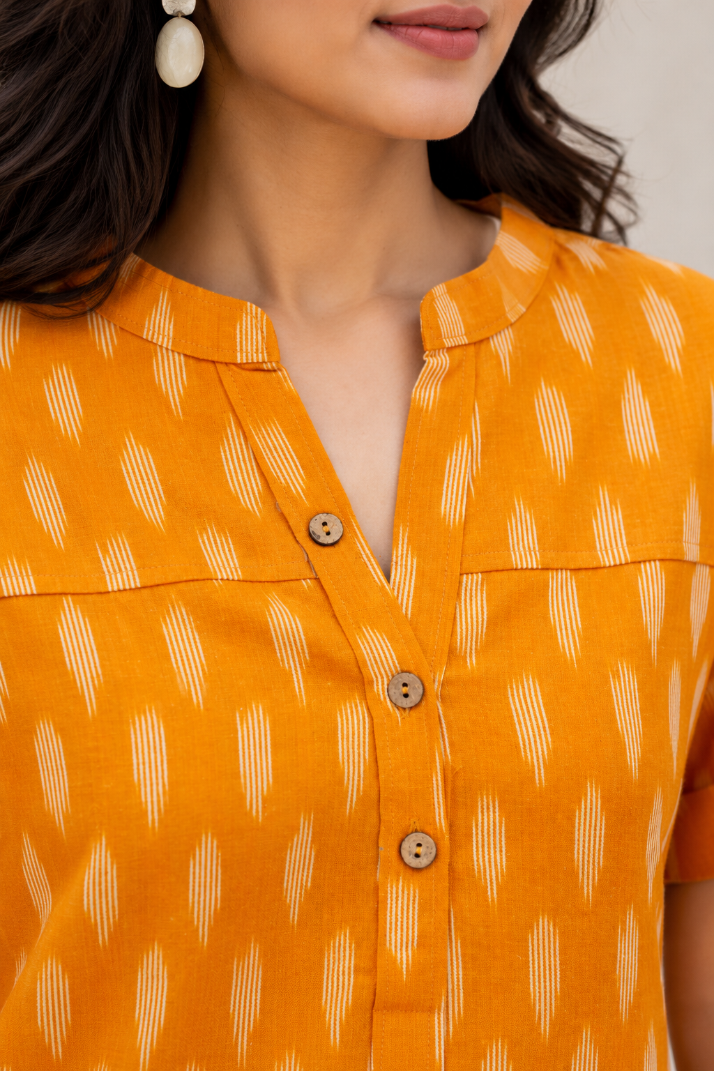 Mustard Yellow Ikat Short top