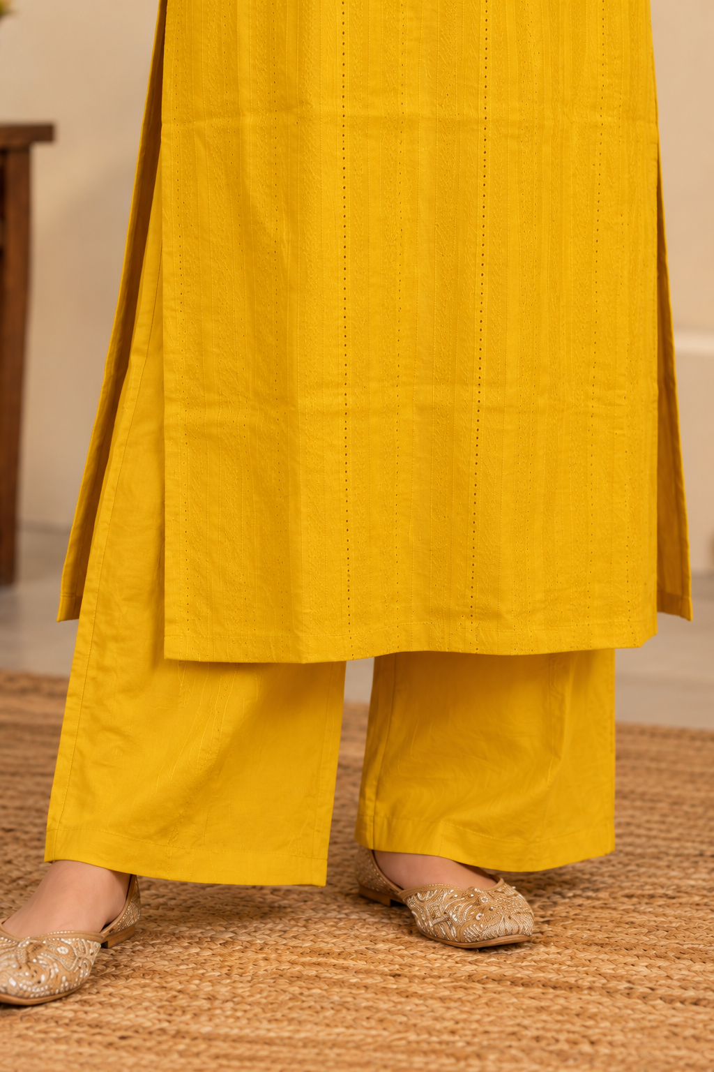 Yellow Chanderi Complete Suit Set