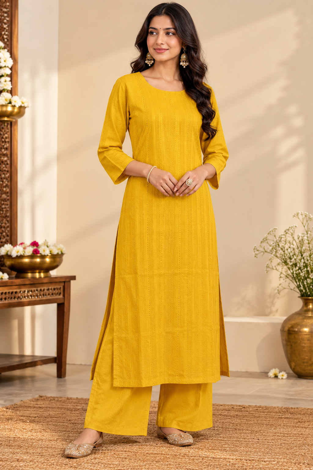 Yellow Chanderi Complete Suit Set