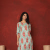Aqlie Blue Cotton Round Neck Kurta For Women's
